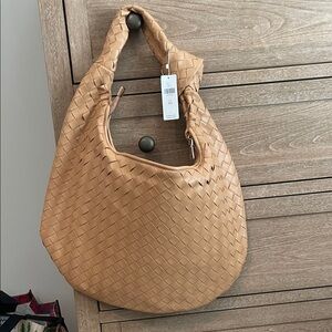 Melie Bianco Tan Woven Hobo Bag
